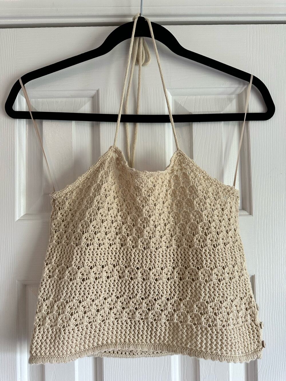 House of Harlow Crochet Handknit Crochet Halter Cotton Top Size Small